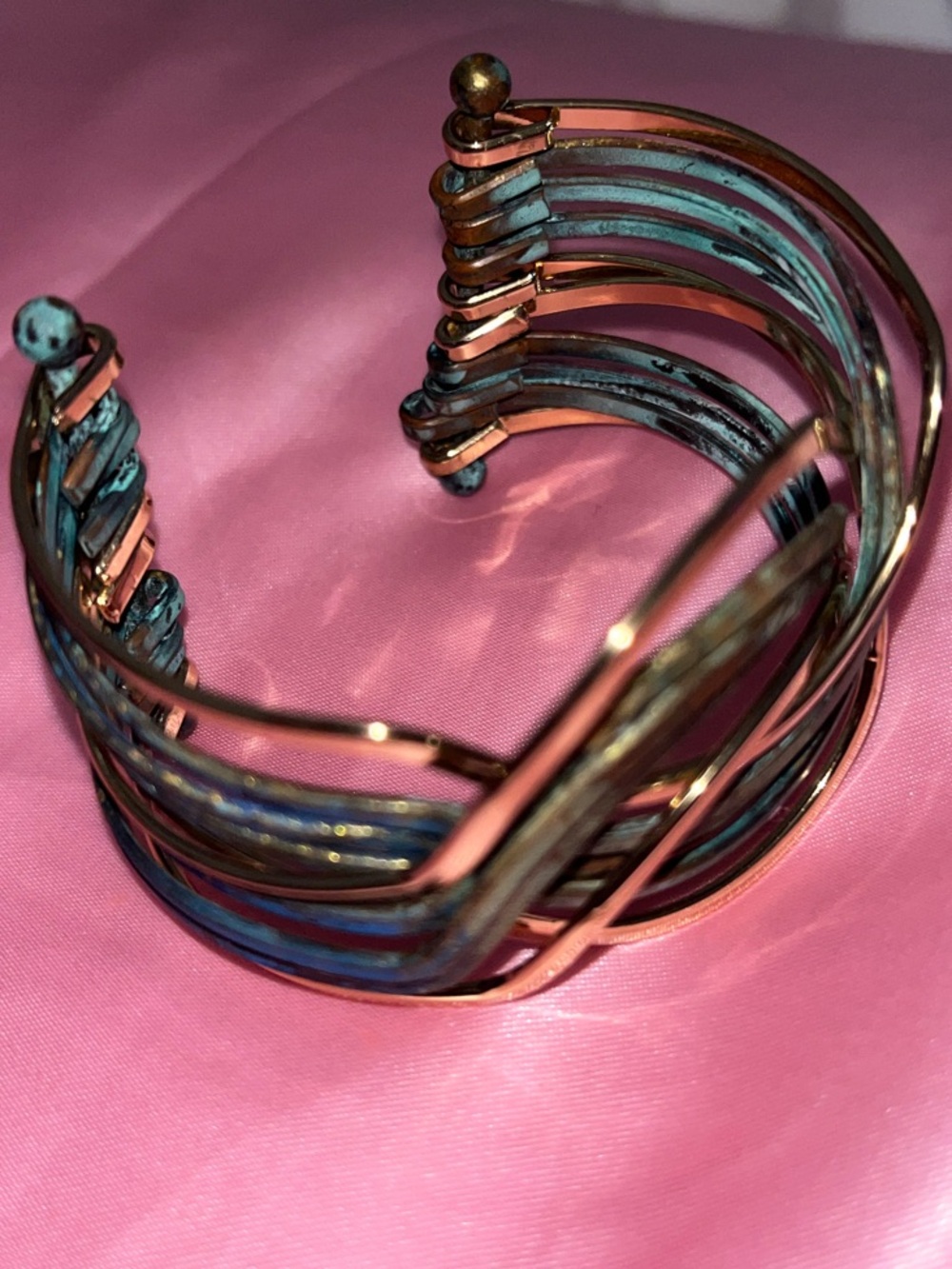 Multistrand Blue and Turquoise Cuff Bracelet - Ferbanda Siblia